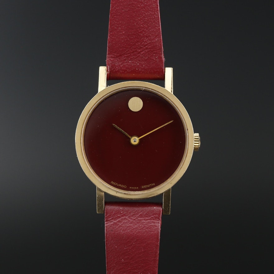 Movado Zenith Museum Gold Tone Stem Wind Wristwatch, Vintage