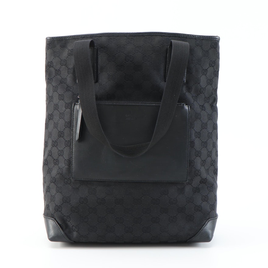 Gucci GG Black Canvas and Leather Shoulder Tote