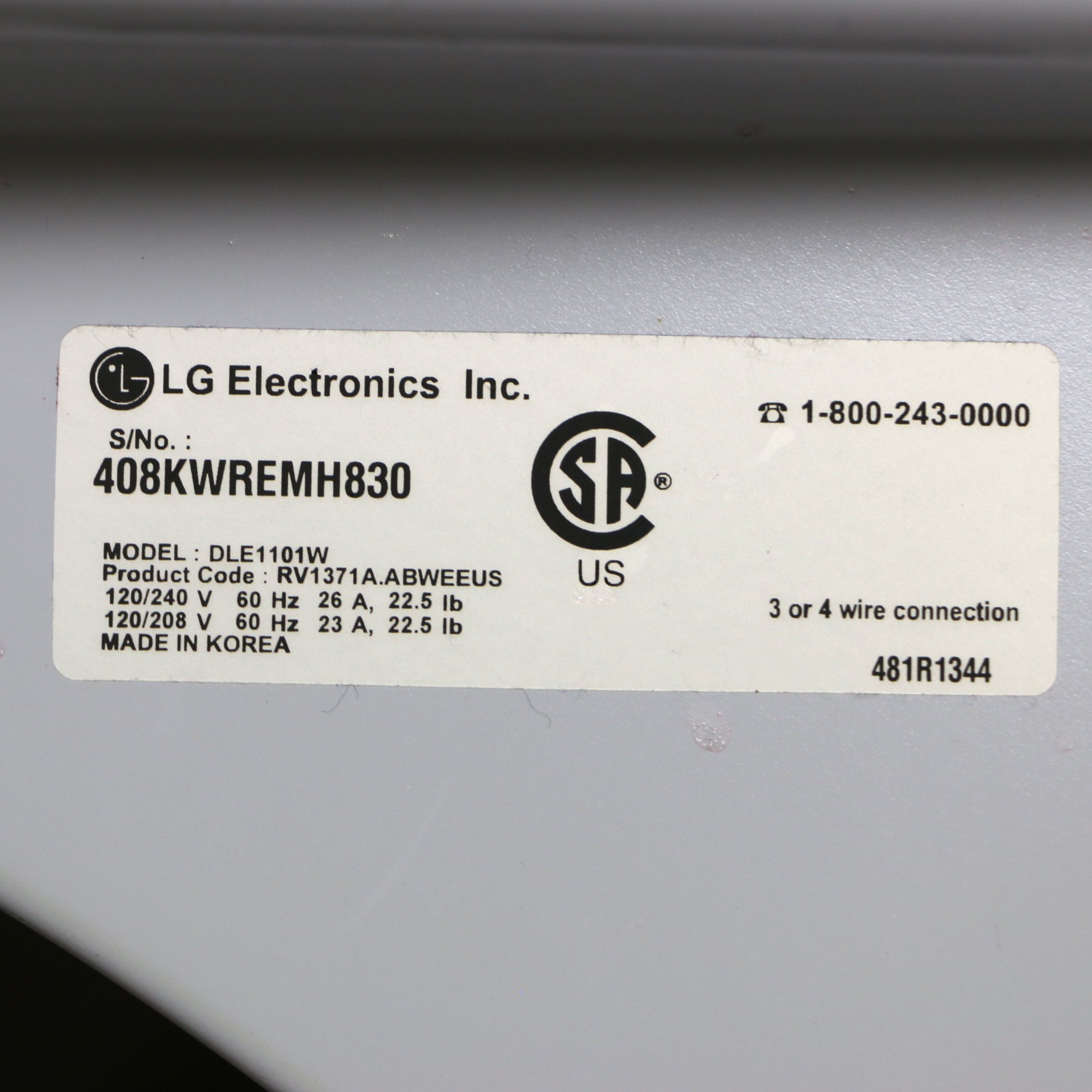 LG Large Capacity 9-Cycle Front Load Electric Dryer