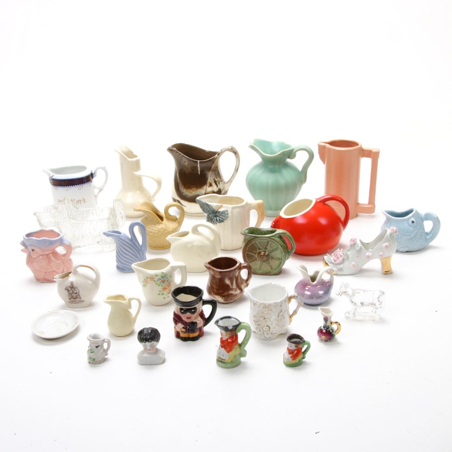 Weller, Metlox, and Other Ceramic Creamers and Miniature Pitchers