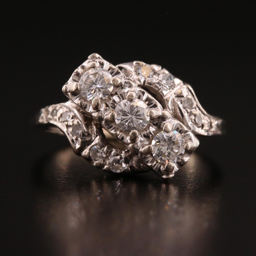 Vintage 14K Diamond Cluster Ring