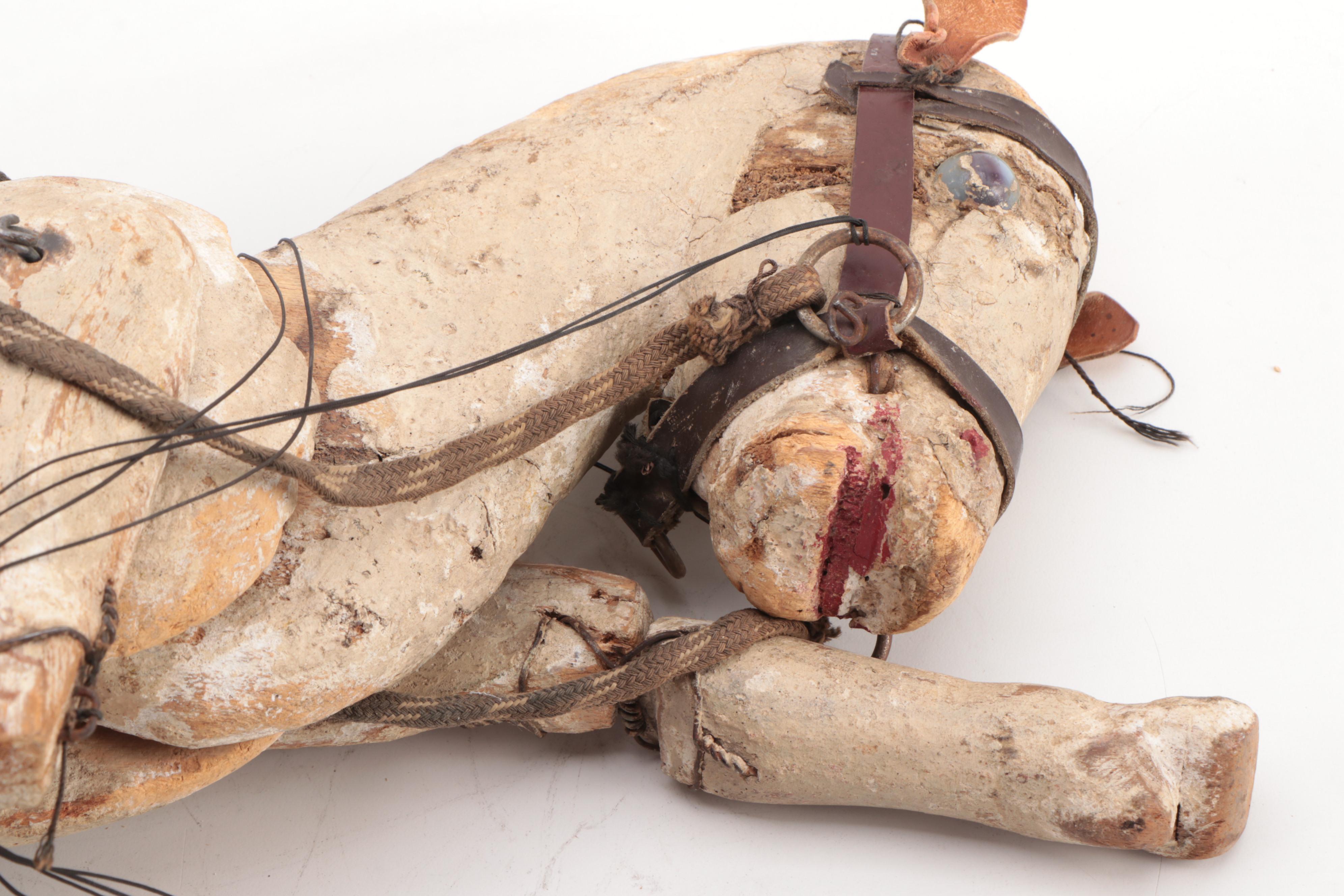 Polychrome Wooden Horse Marionette Puppet, Late 19th/ Early 20th Century