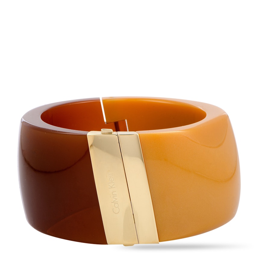 Calvin Klein Vision Yellow and Brown Gold PVD-Plated Stainless Steel Bangle Bracelet