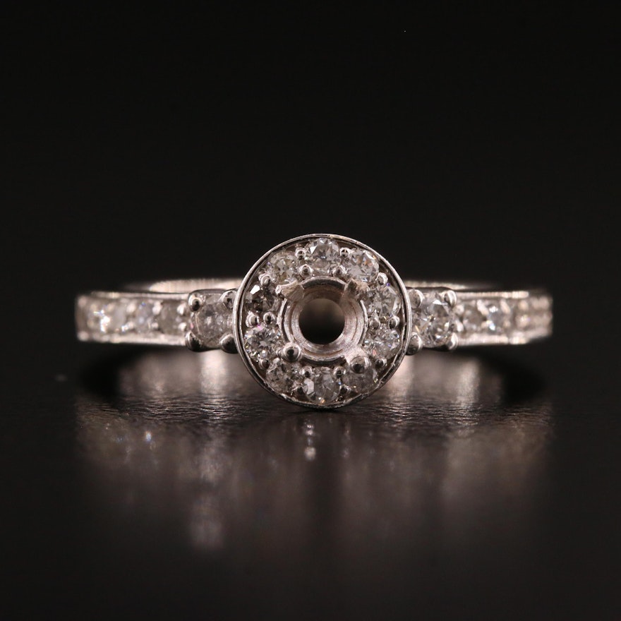 14K Diamond Semi-Mount Halo Ring
