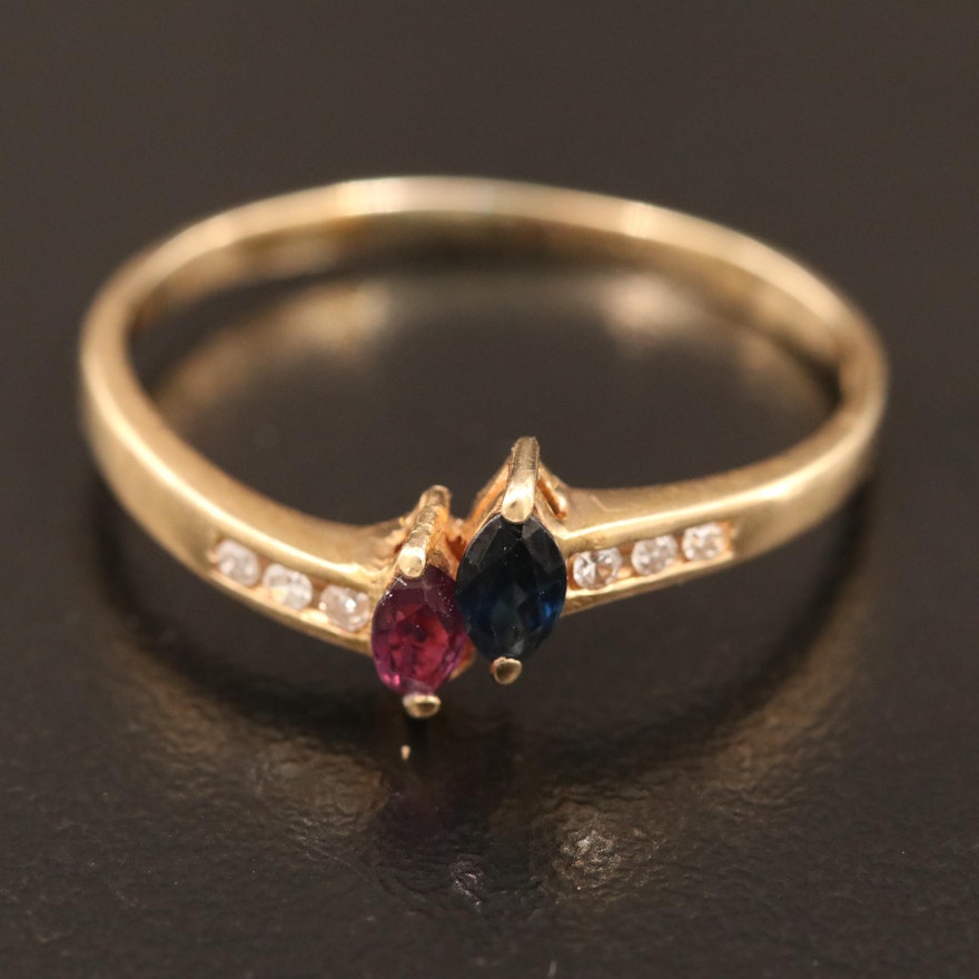14K Ruby, Sapphire and Diamond Ring