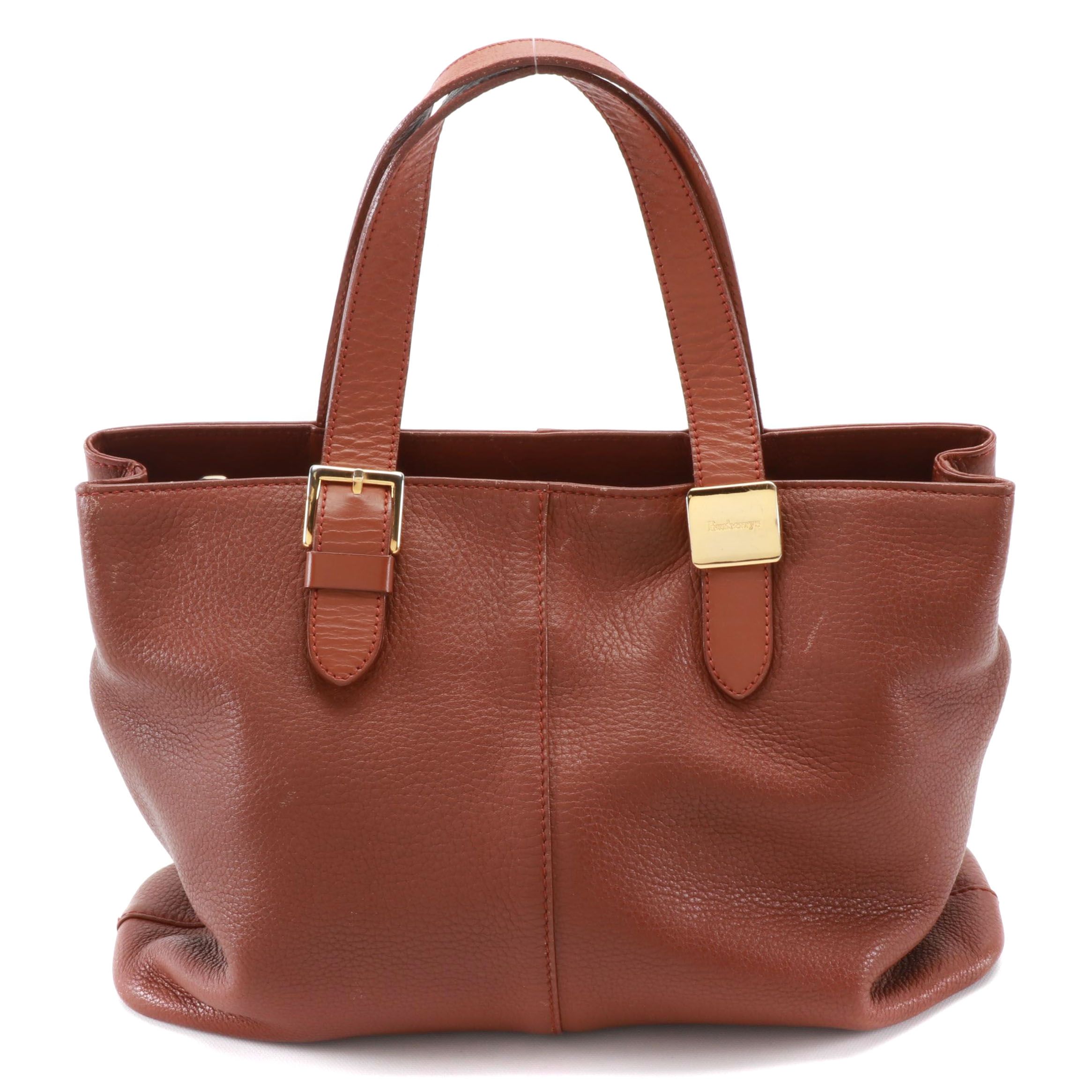 Burberrys Tote Bag in Grained Leather with "Haymarket Check" Lining