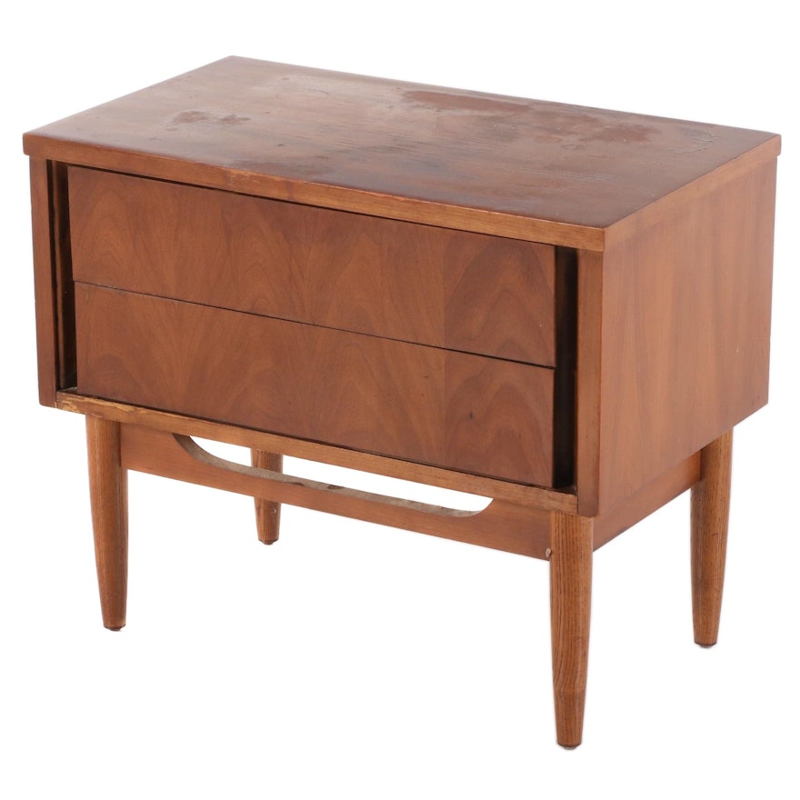 Dixie Mid Century Modern Walnut Nightstand, Mid-20th Century