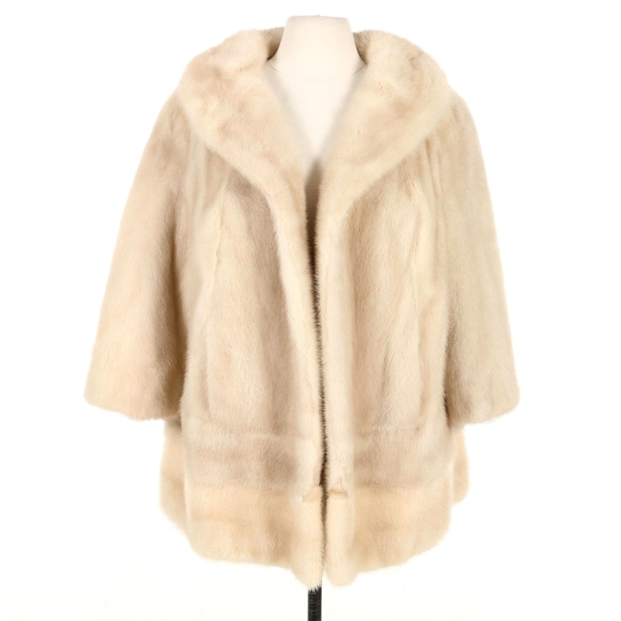 Tourmaline Mink Fur Open Front Stroller Coat, Mid-20th Century