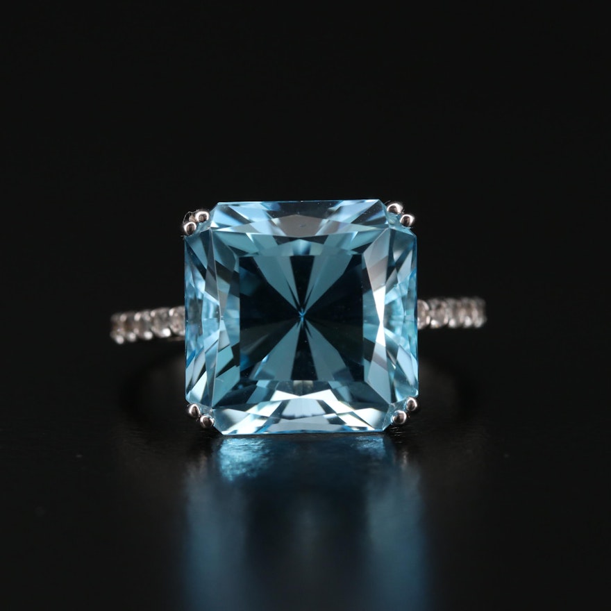 Sterling Topaz and Diamond Ring