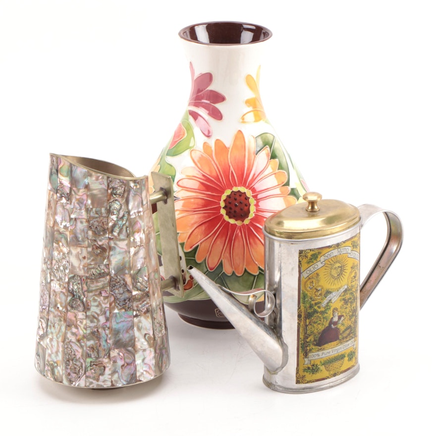 Mexican Abalone Mosaic Pitcher with Other Home Décor
