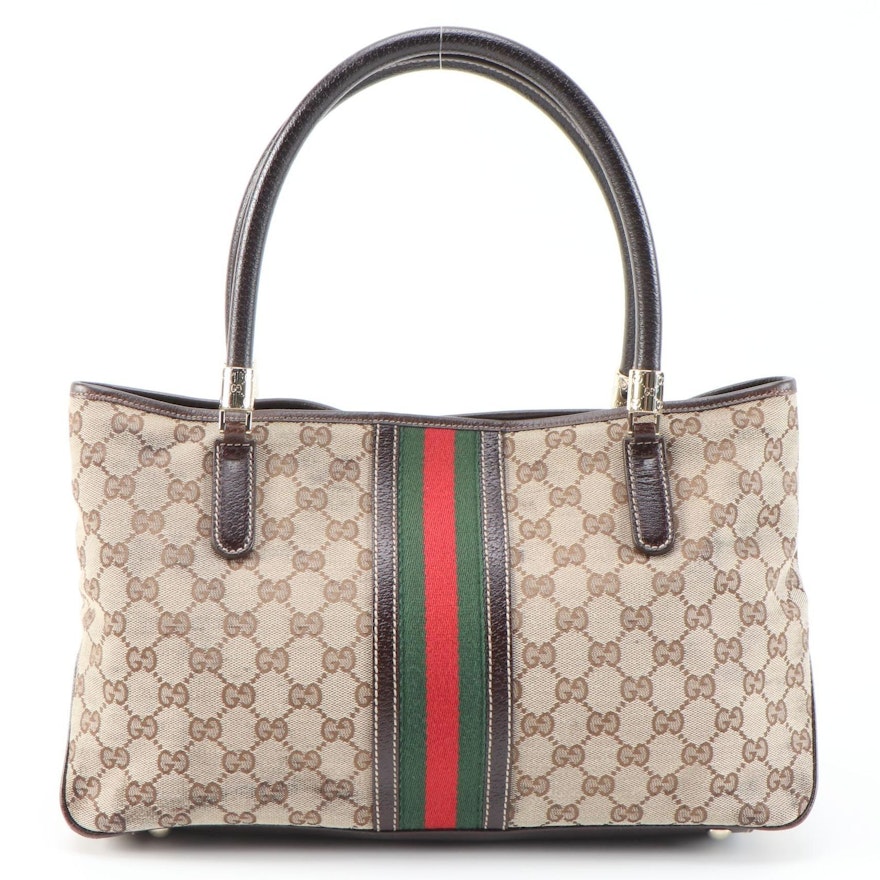Gucci GG Canvas and Web Stripe Shoulder Bag