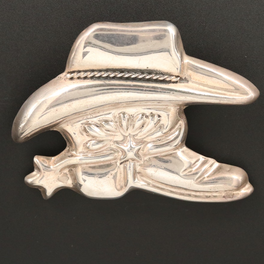 Mexican Sterling Boot and Hat Converter Brooch