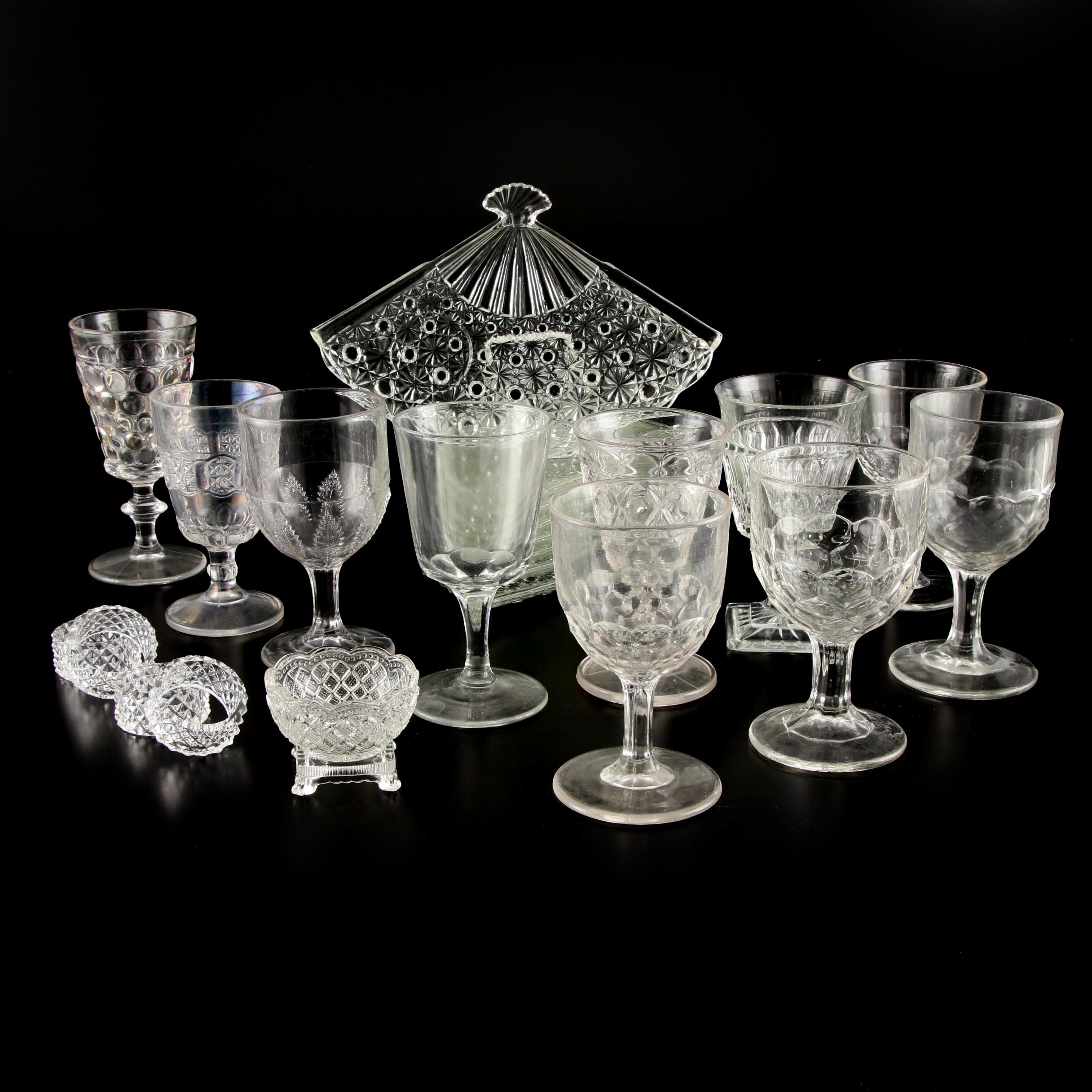 L.G. Wright "Daisy and Hobstar" with Fostoria and Other Cut Glass Stemware