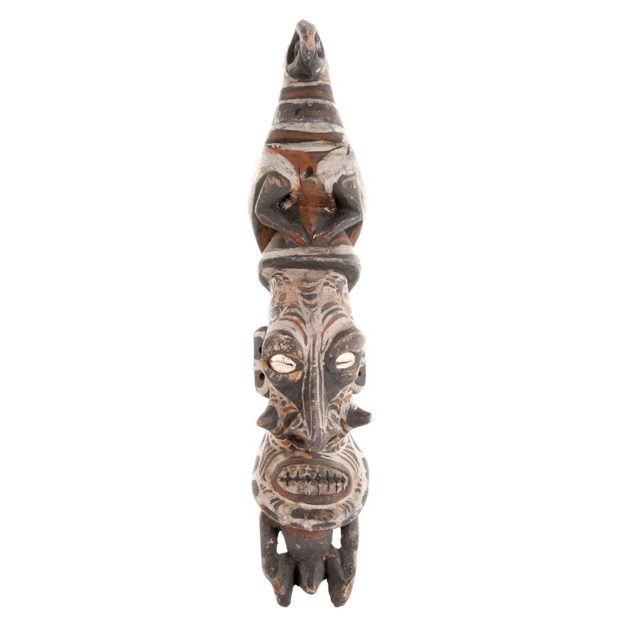 Sepik River Painted Carved Wood Sculpture, 20th Century