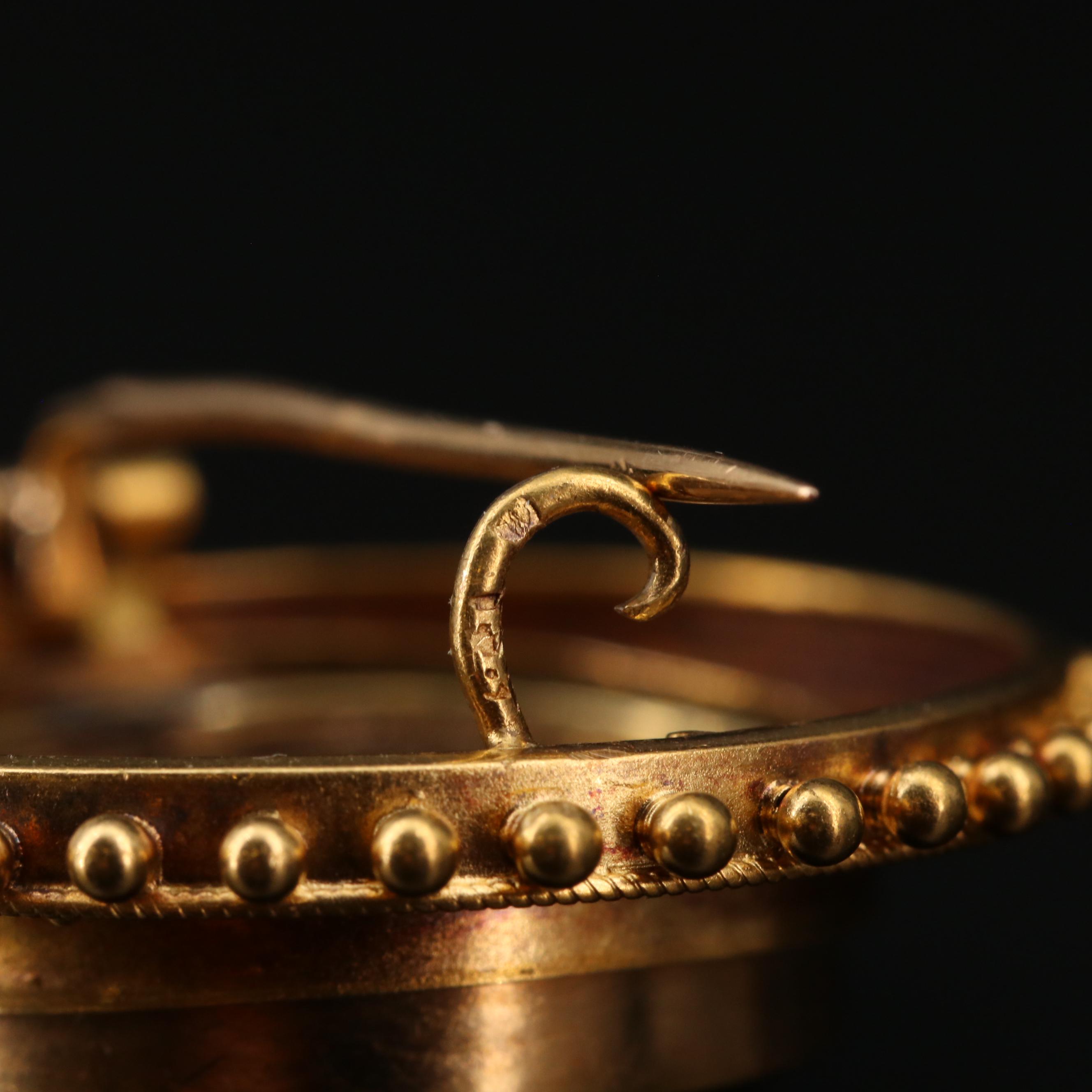 Circa 1870 Etruscan Revial 18K Micromosaic Bee Brooch