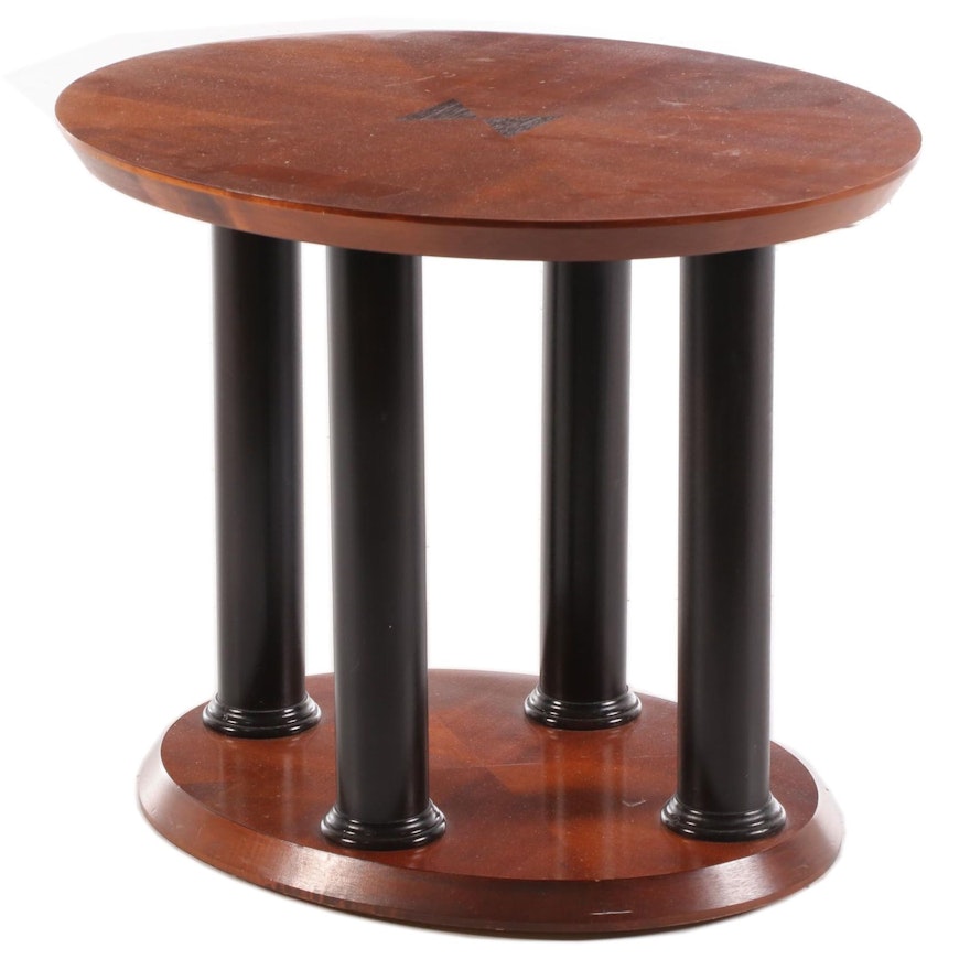 Lane Furniture Neoclassical Style Ebonized Wood Oval End Table, Late 20th C.