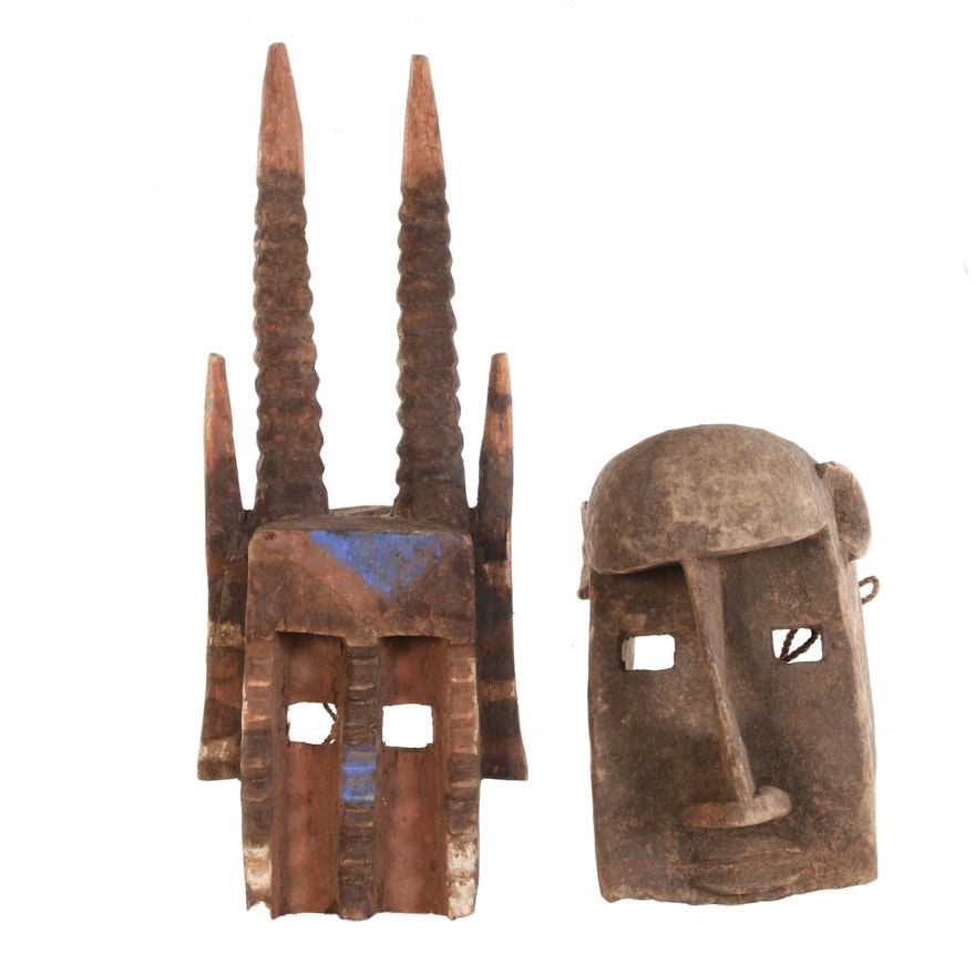 Dogon Wooden Masks of Antelope and Monkey Forms, Late 20th Century