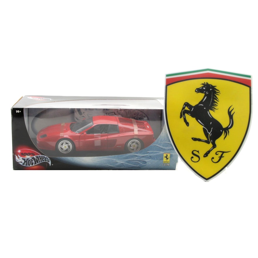 Mattel Hot Wheels Diecast Ferrari Toy in Original Packaging and Logo Mousepad