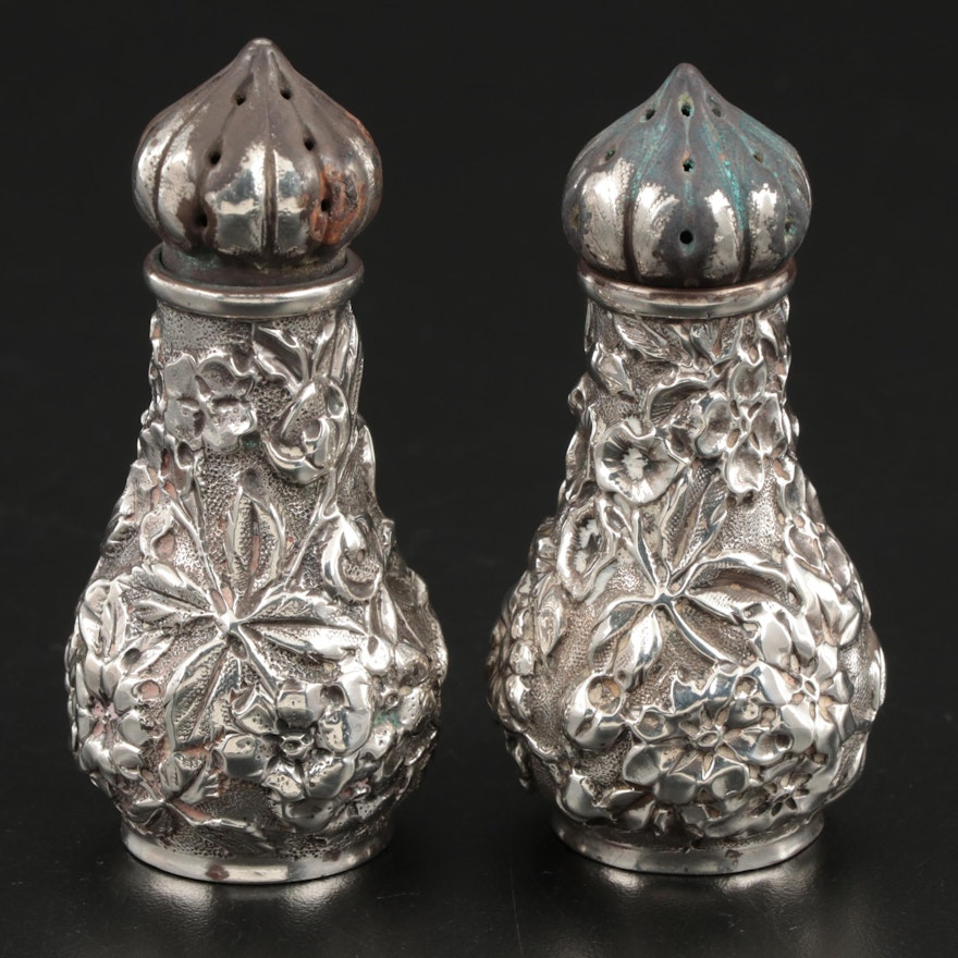 Ritter & Sullivan Sterling Silver Floral Repoussé Shakers, Circa 1905