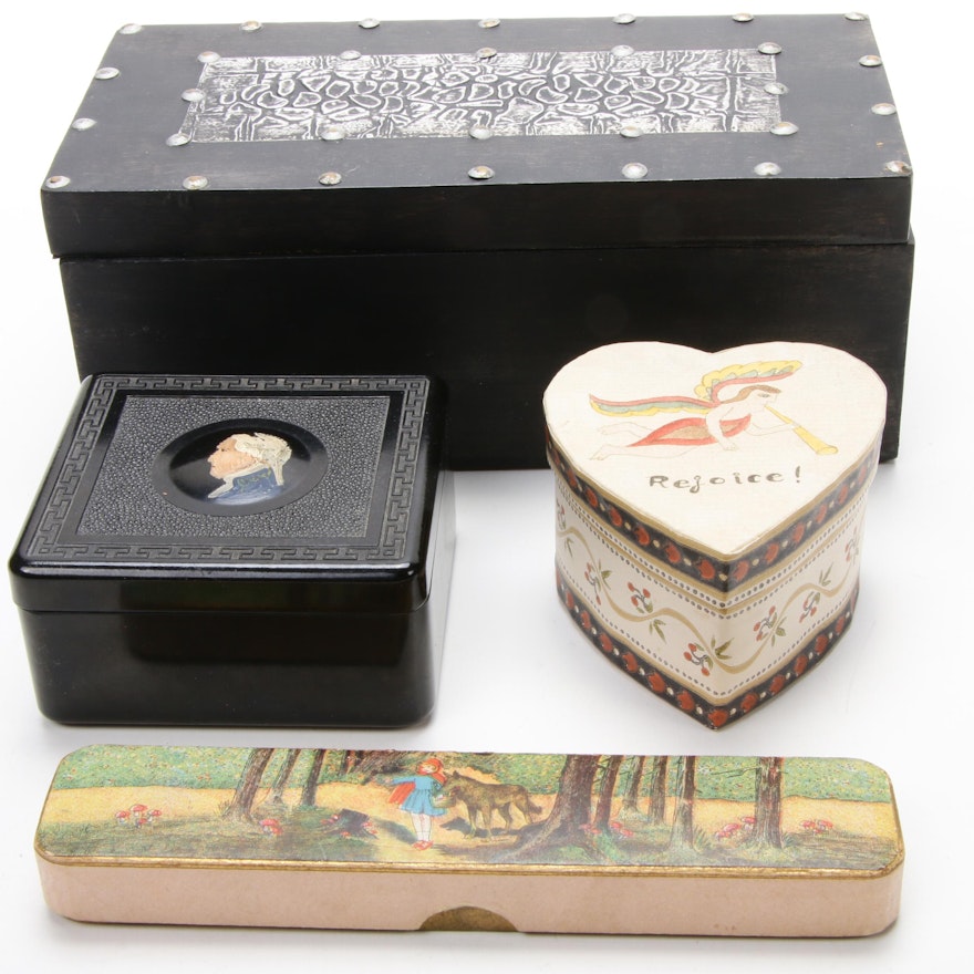 Pen Box, Trinket Boxes and Decorative Box, Mid to Late 20th Century