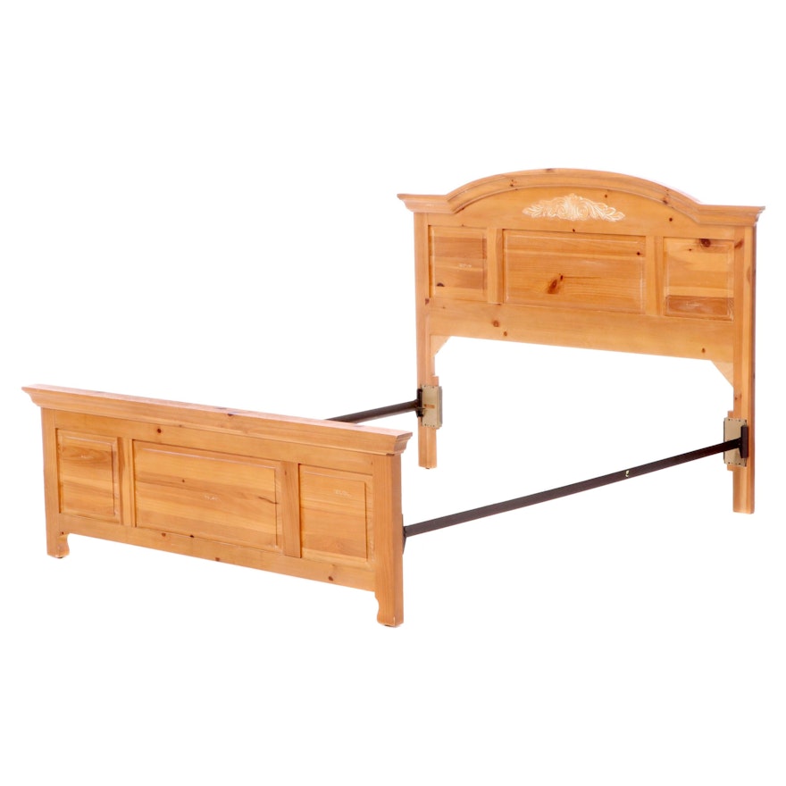 Broyhill Paneled Pine Queen Bed Frame
