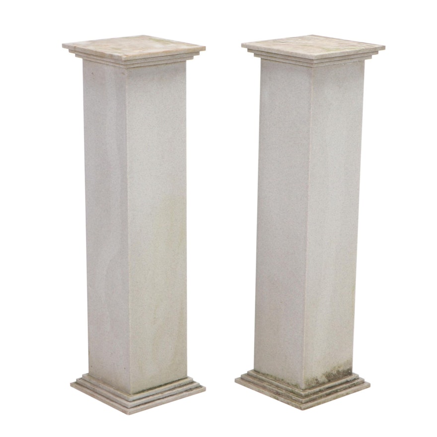 Pair of Faux Stone Composite Display Pedestals