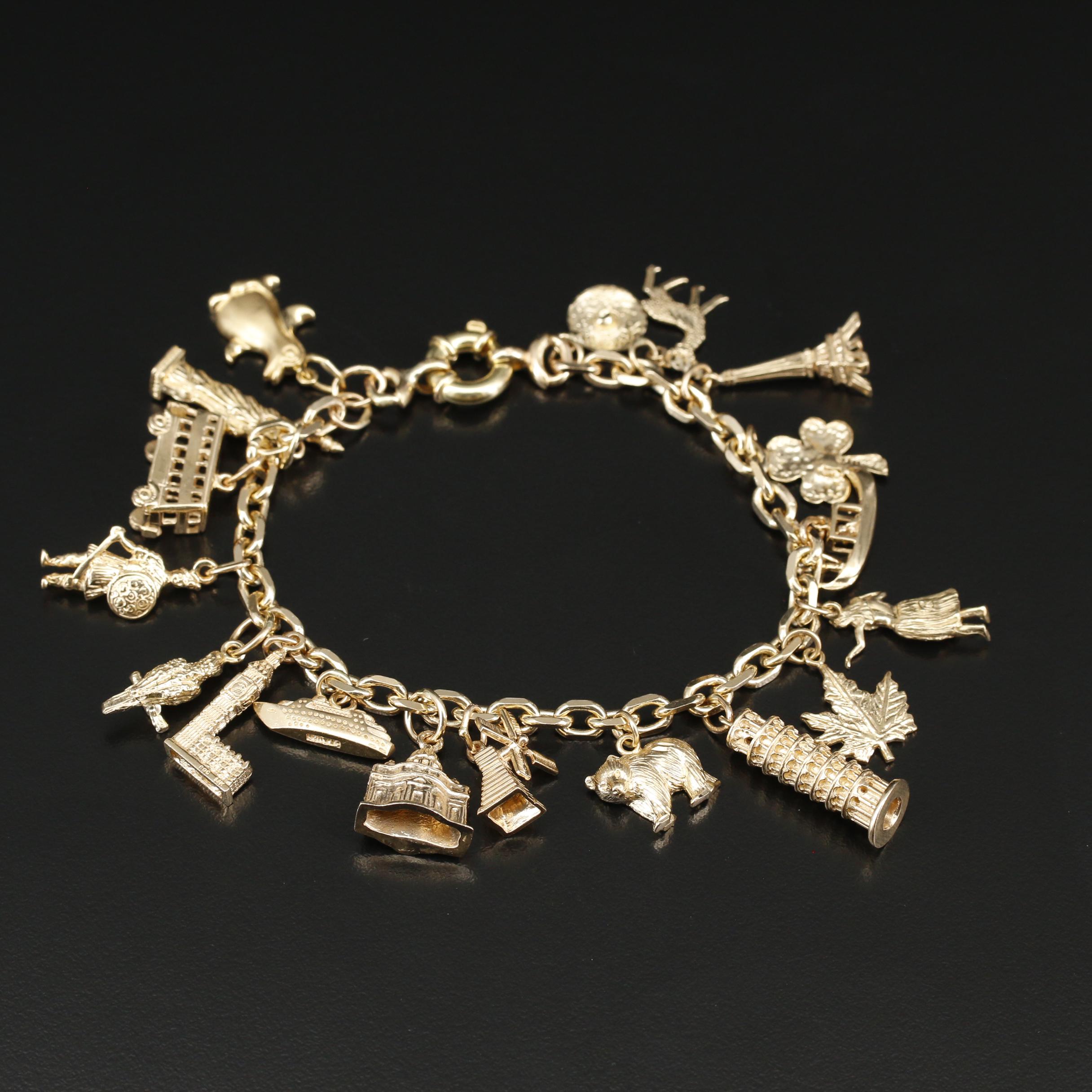 14K Gold Charm Bracelet