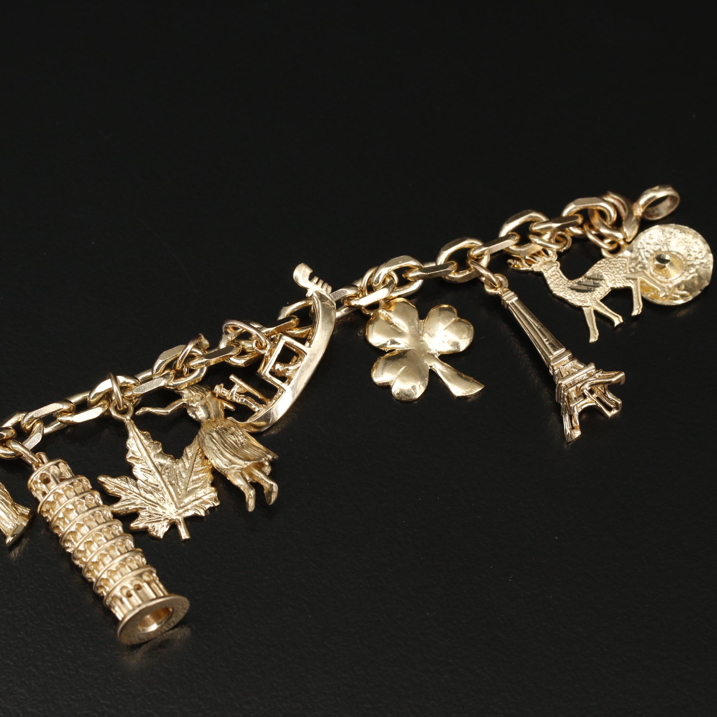 14K Gold Charm Bracelet