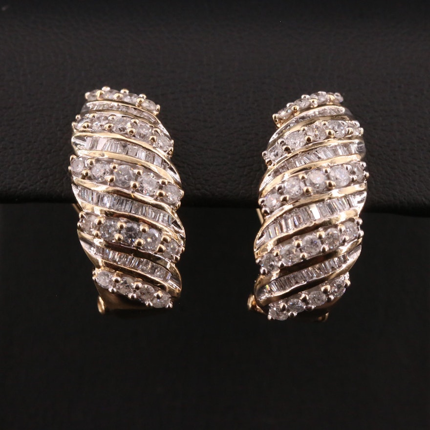 10K Gold 2.00 CTW Diamond Clip Earrings