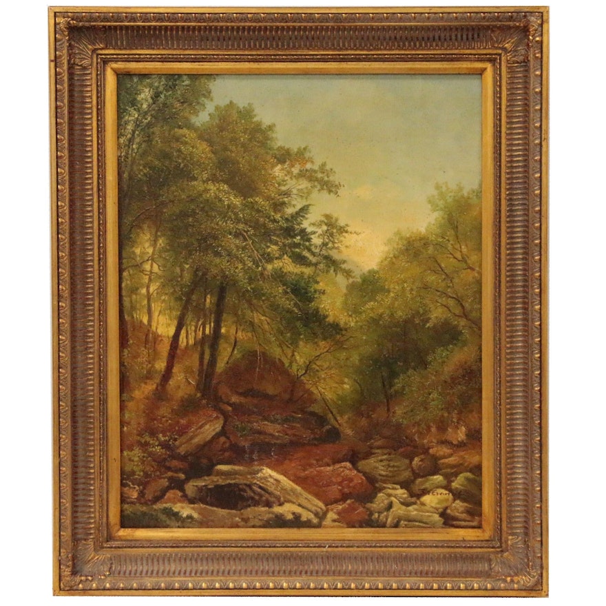 Landscape Oil Painting of Woodland Scene, Mid 20th Century