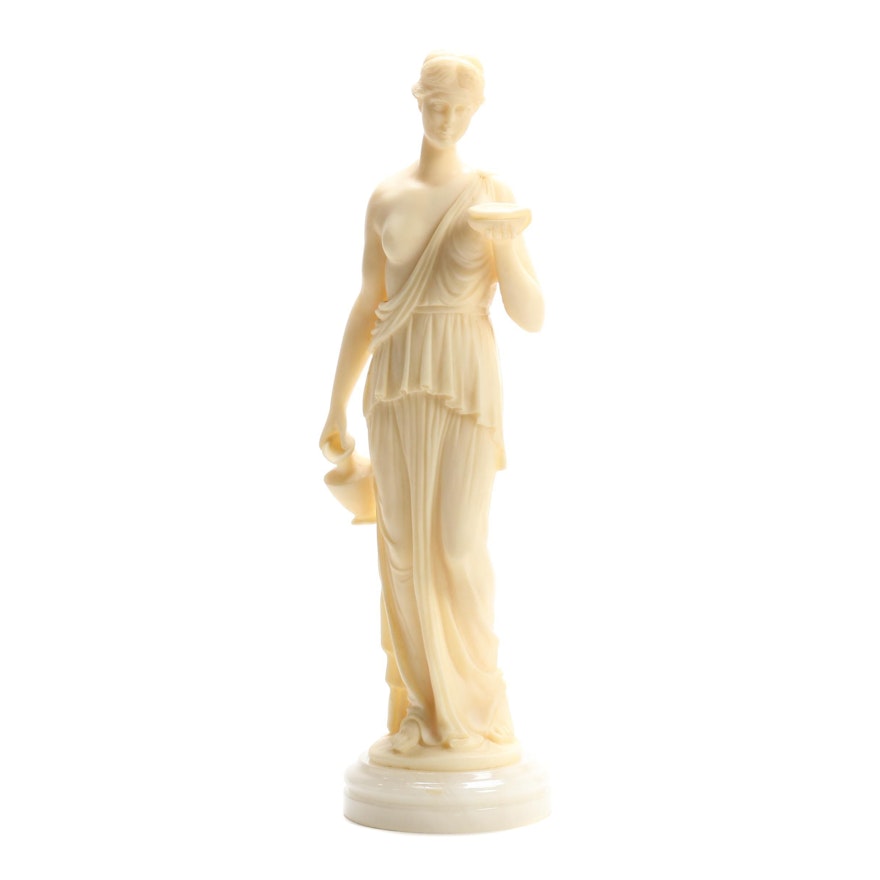 Grecian Lady Resin Statuette on Stone Base