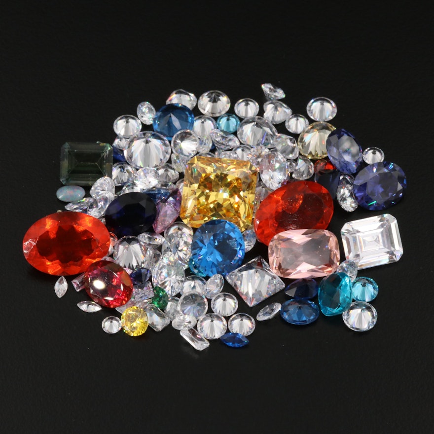 Loose Gemstone Selection Including Cubic Zirconia and Spinel