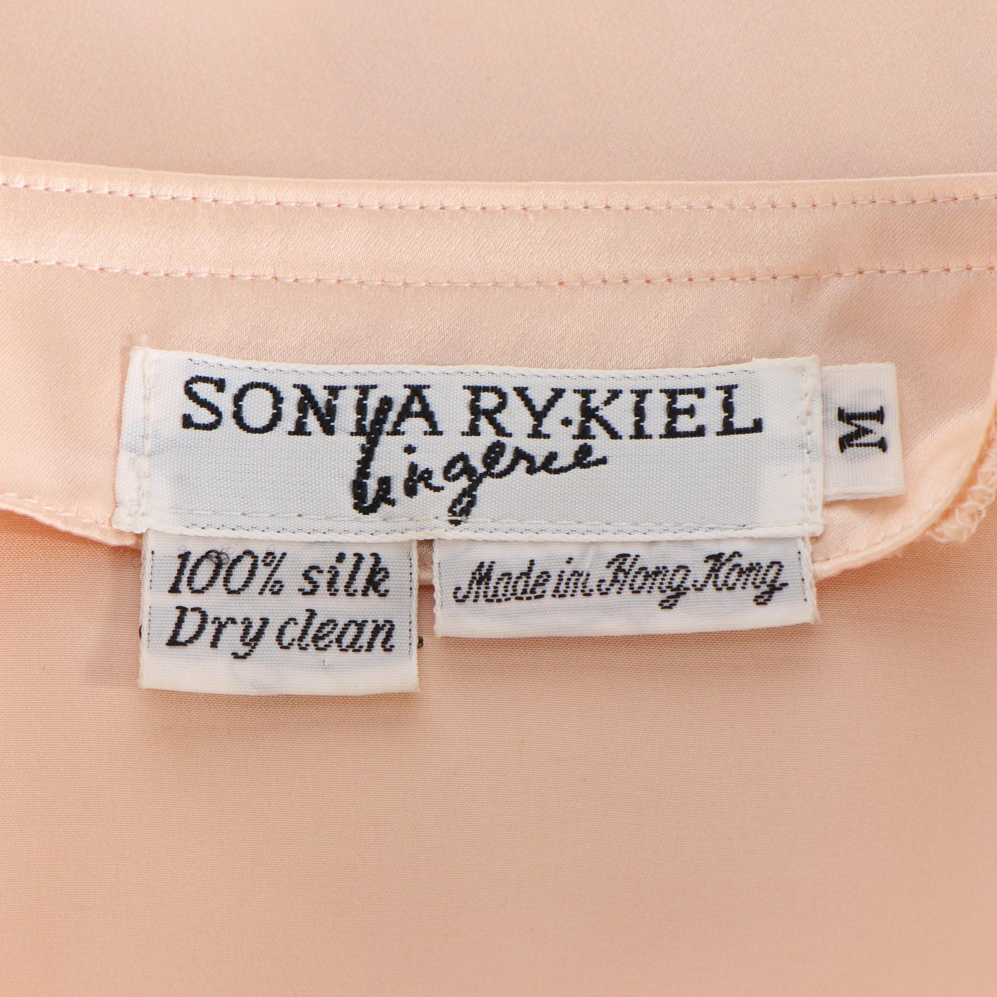 Sonia Rykiel Lingerie Blush Silk Dressing Robe, 1980s Vintage