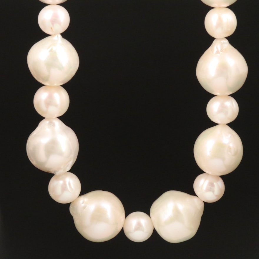 Baroque Pearl Necklace with 14K Clasp