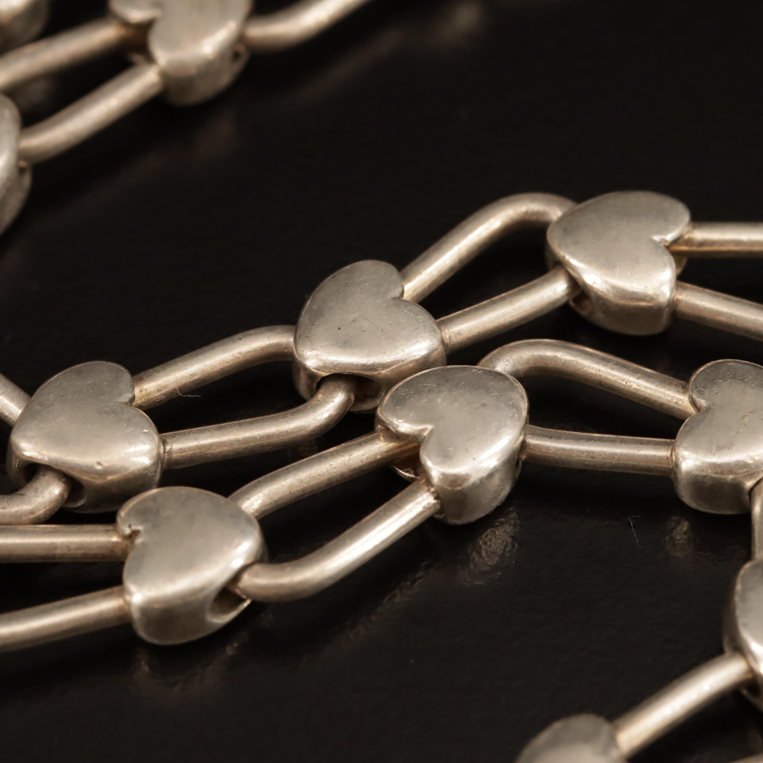 Vintage Tiffany & Co. Sterling Heart Link Necklace with 18K Accent