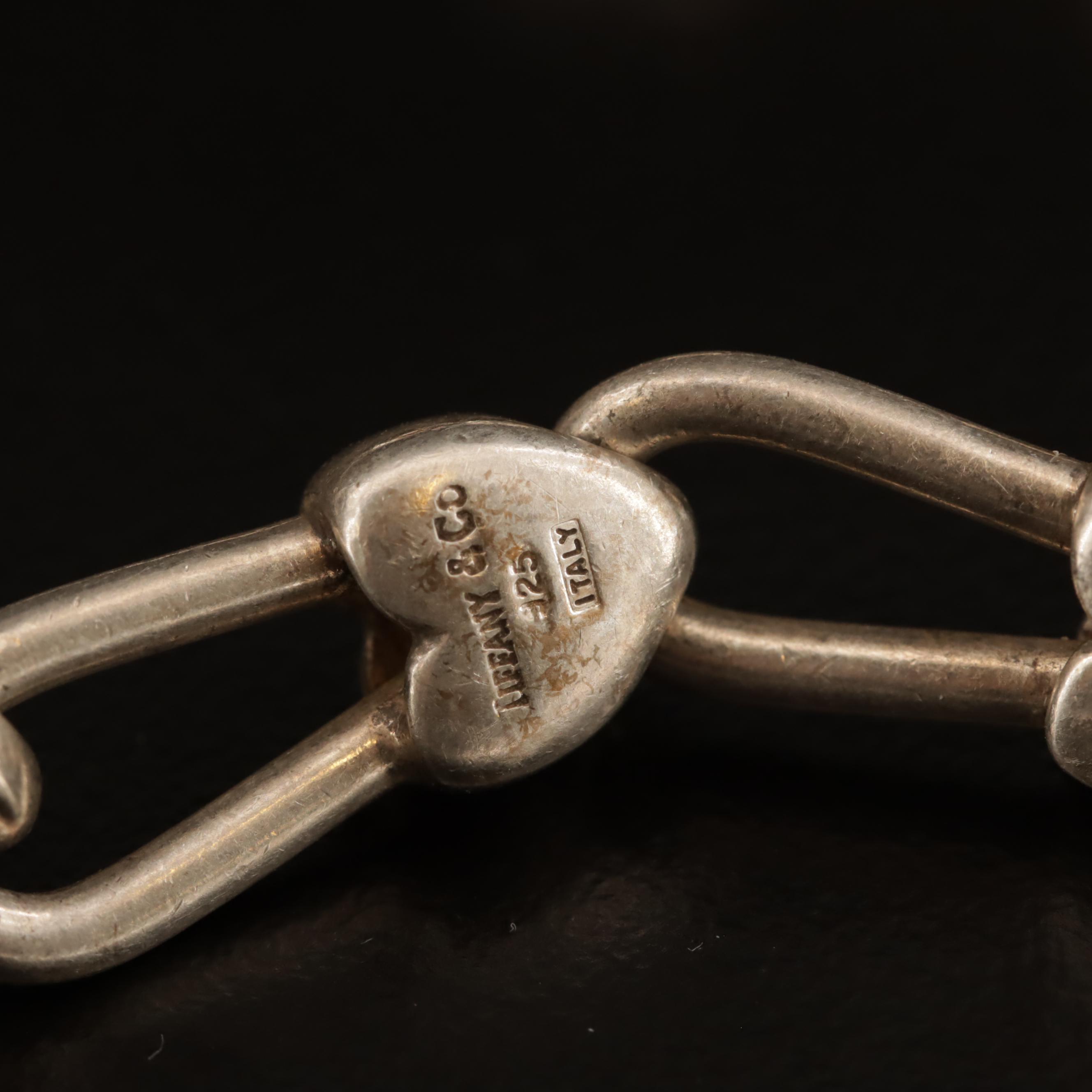 Vintage Tiffany & Co. Sterling Heart Link Necklace with 18K Accent