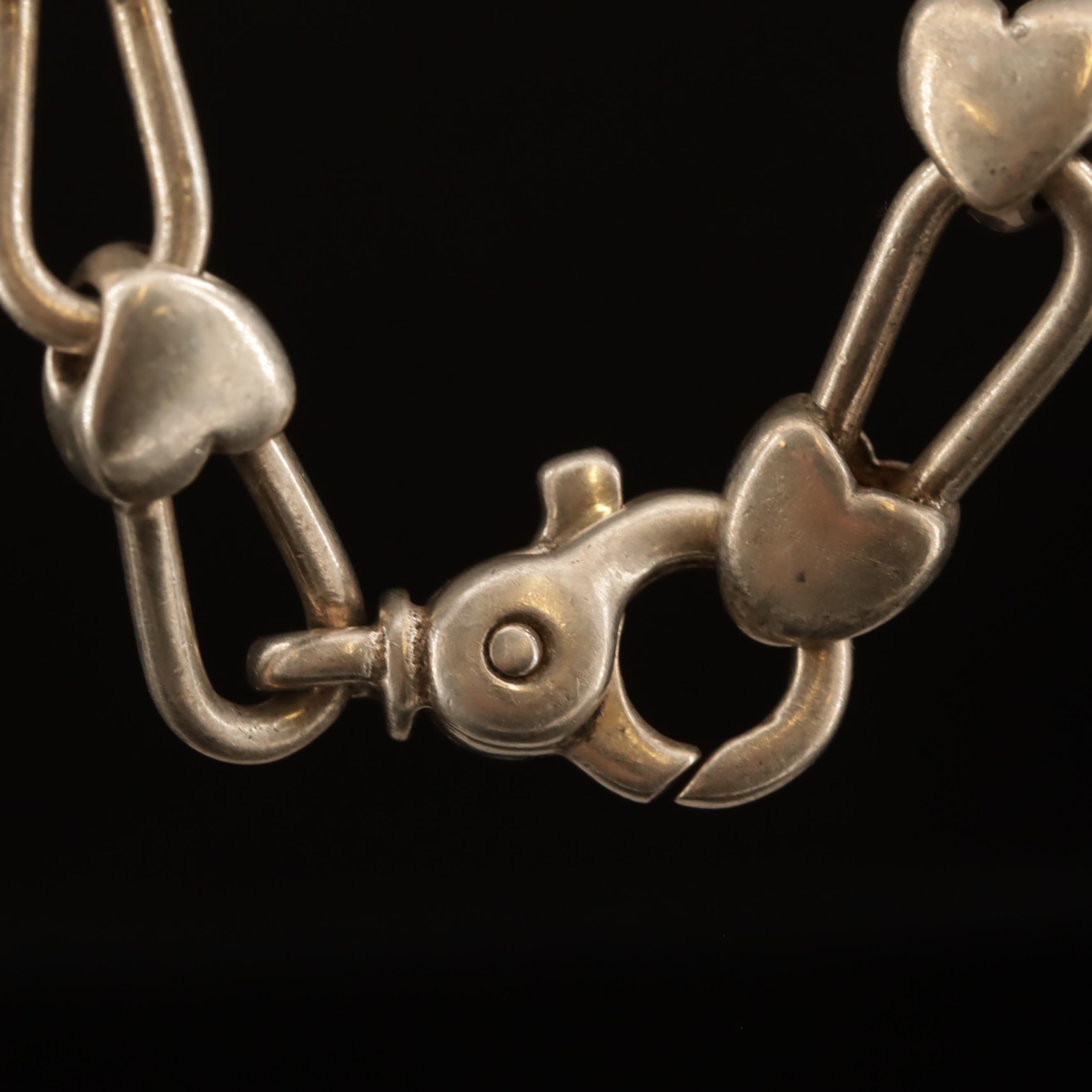 Vintage Tiffany & Co. Sterling Heart Link Necklace with 18K Accent