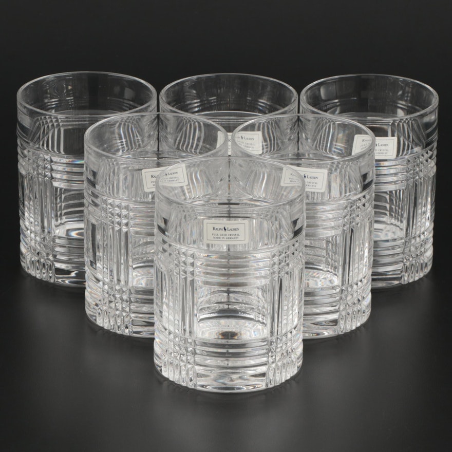 Ralph Lauren "Glen Plaid" Crystal Old Fashioned Glasses