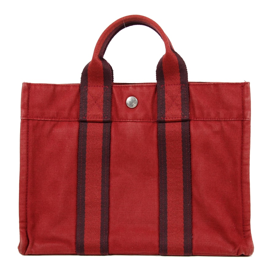 Hermès Paris Fourre Tout PM Tote in Red Canvas