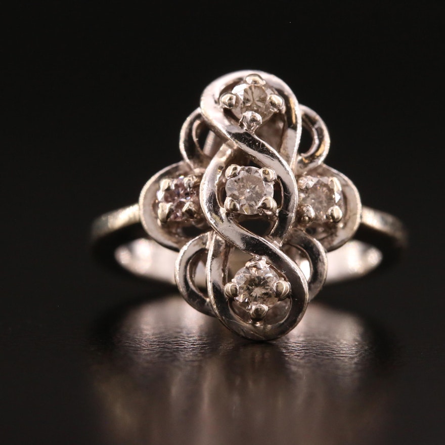 14K Diamond Knot Ring