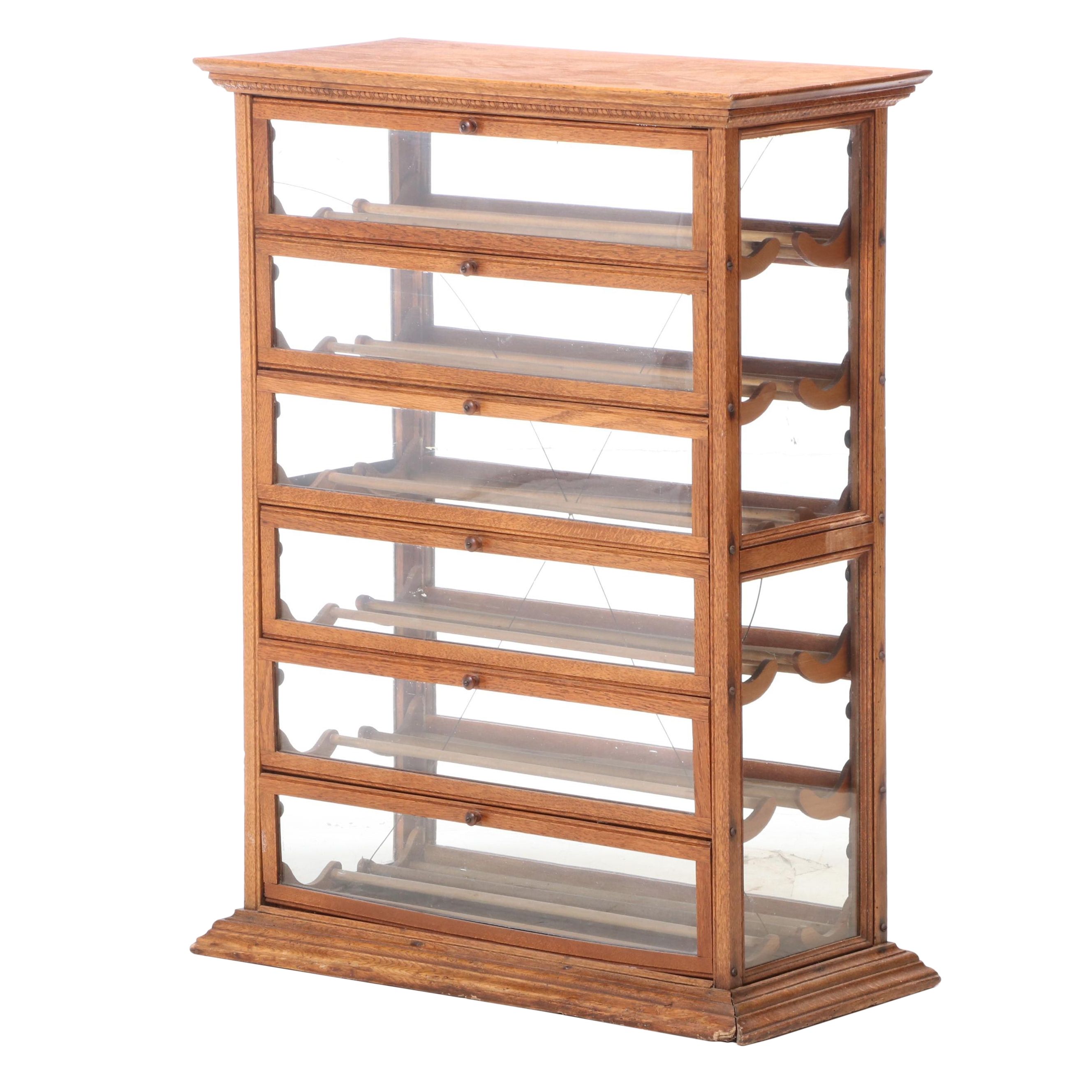 A.N. Russell & Sons Oak Country Store Ribbon Display Cabinet
