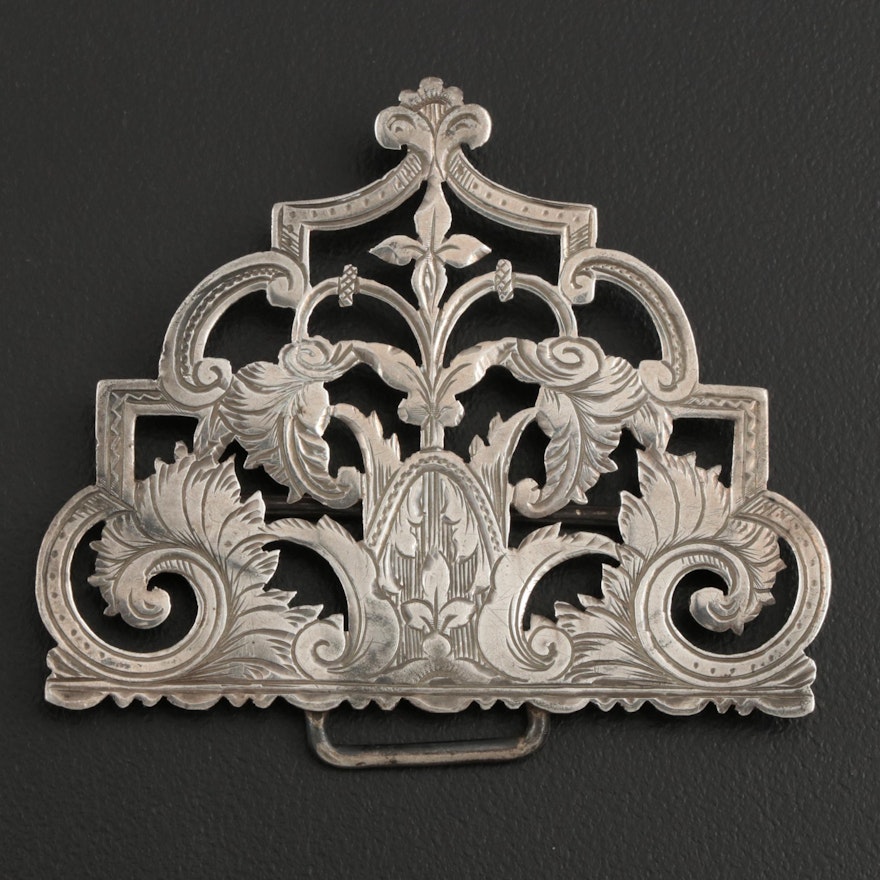 G. E. Walton & Co. Ltd. of Birmingham Sterling Silver Openwork Belt Buckle, 1898