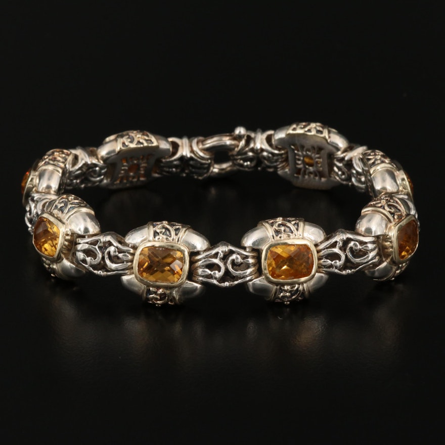 Sterling Silver Citrine Bracelet with 14K Accents