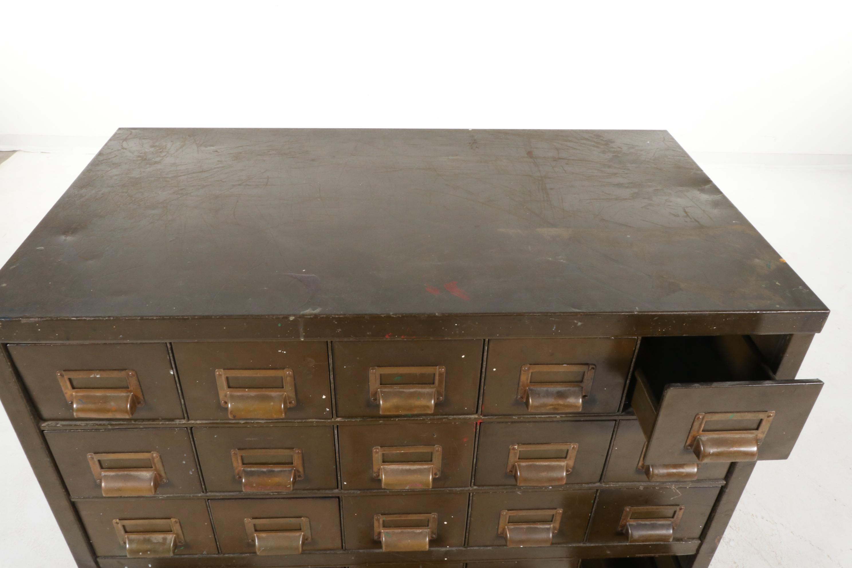 Metal Library Card Cabinet, Mid-20th Century
