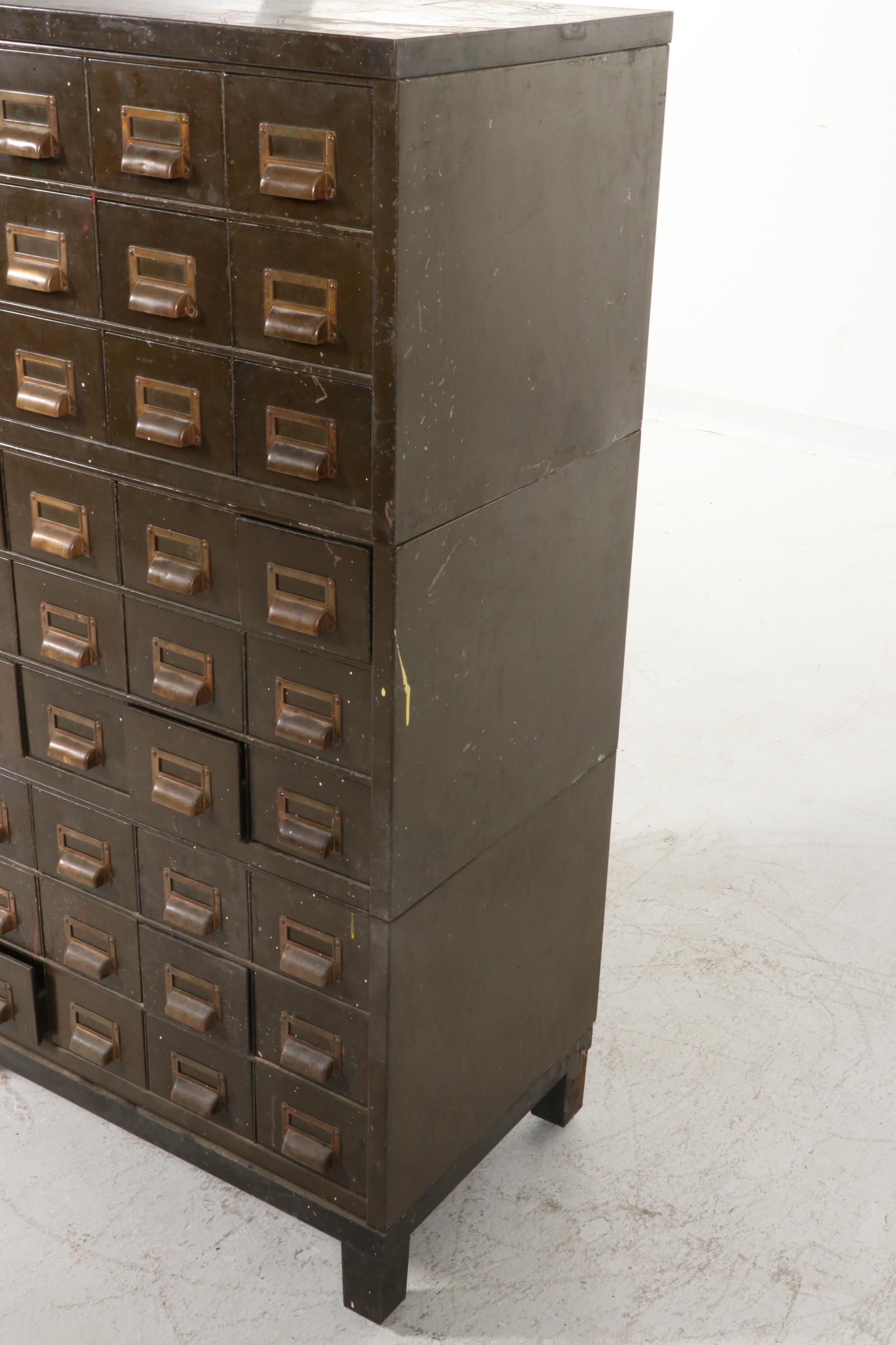 Metal Library Card Cabinet, Mid-20th Century