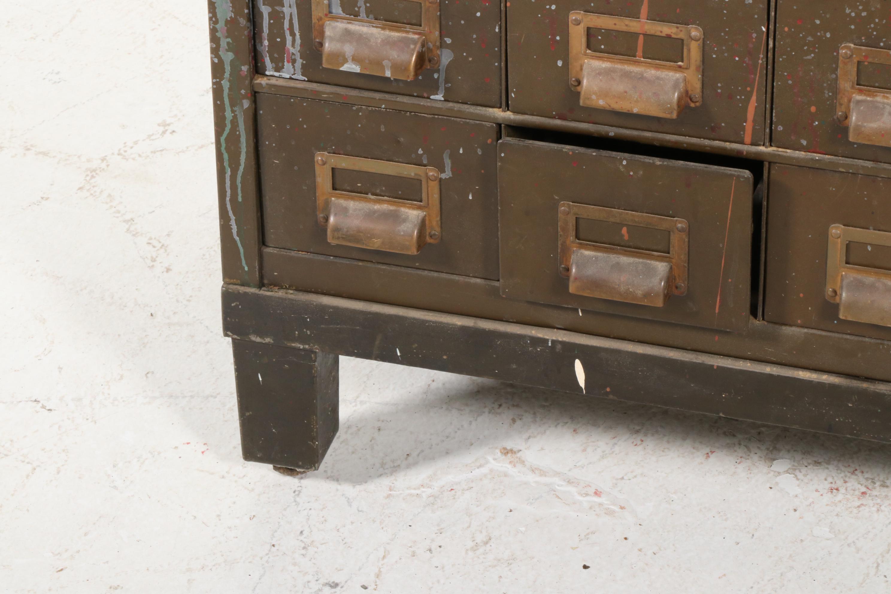 Metal Library Card Cabinet, Mid-20th Century