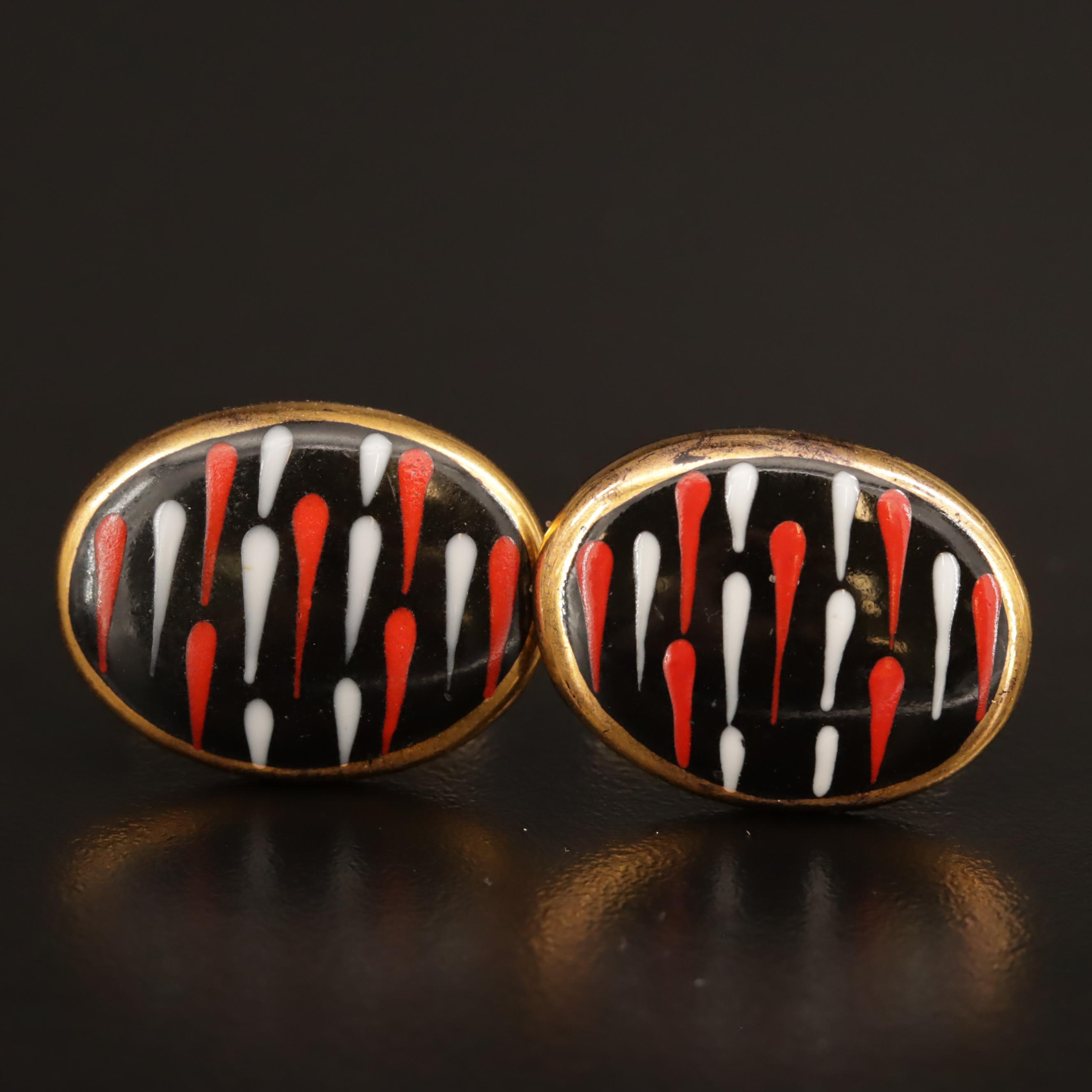 Vintage Enamel Cufflinks Featuring Victoria Flemming