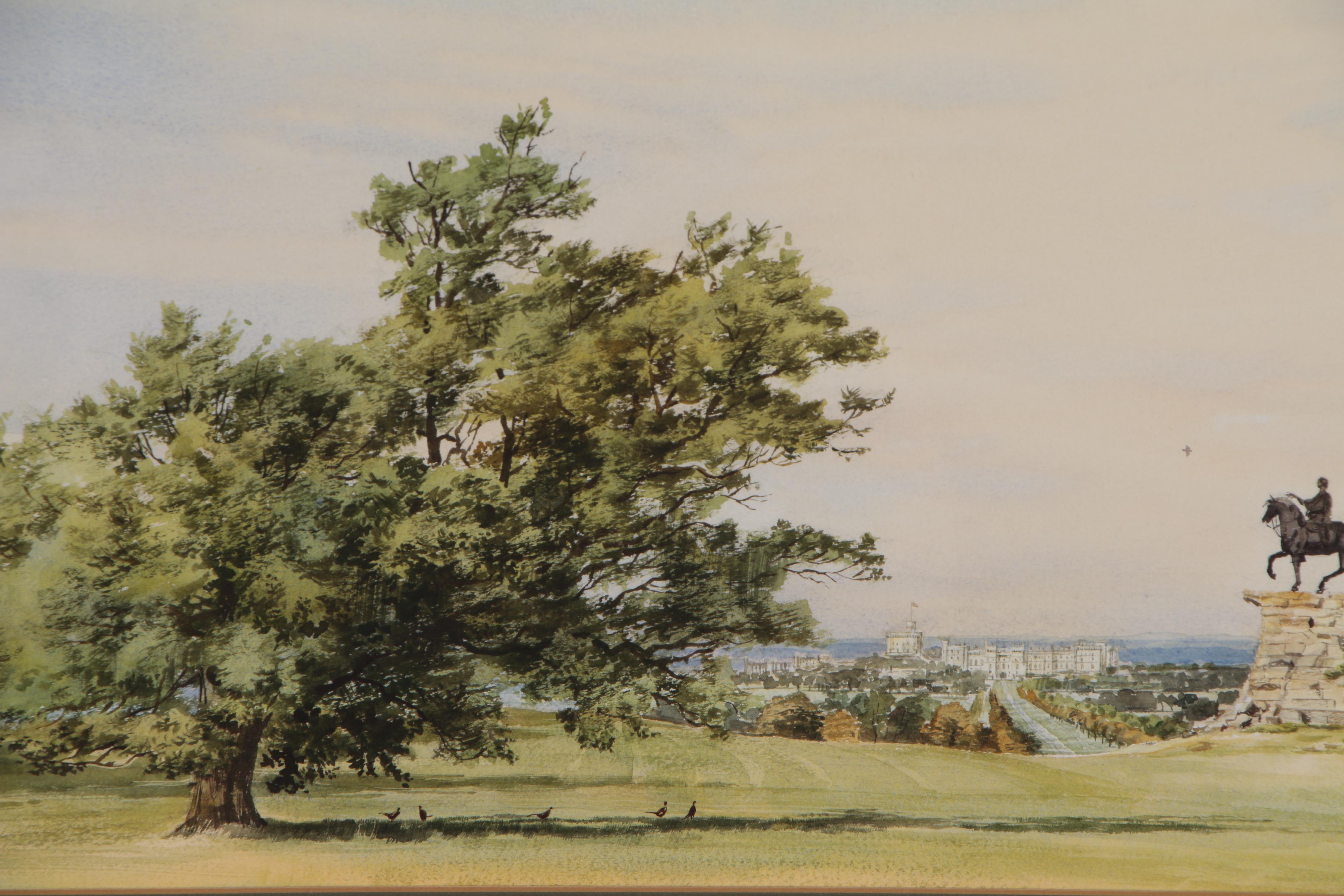 Michael Vicary Watercolor Painting of "The Copper Horse" at Windsor Castle