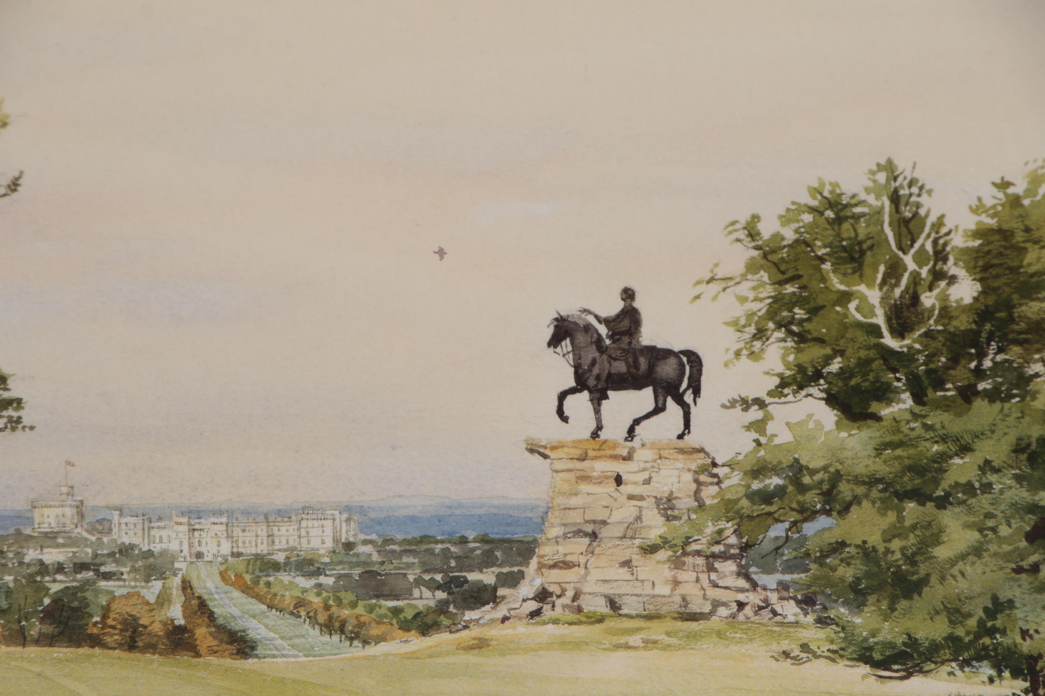 Michael Vicary Watercolor Painting of "The Copper Horse" at Windsor Castle