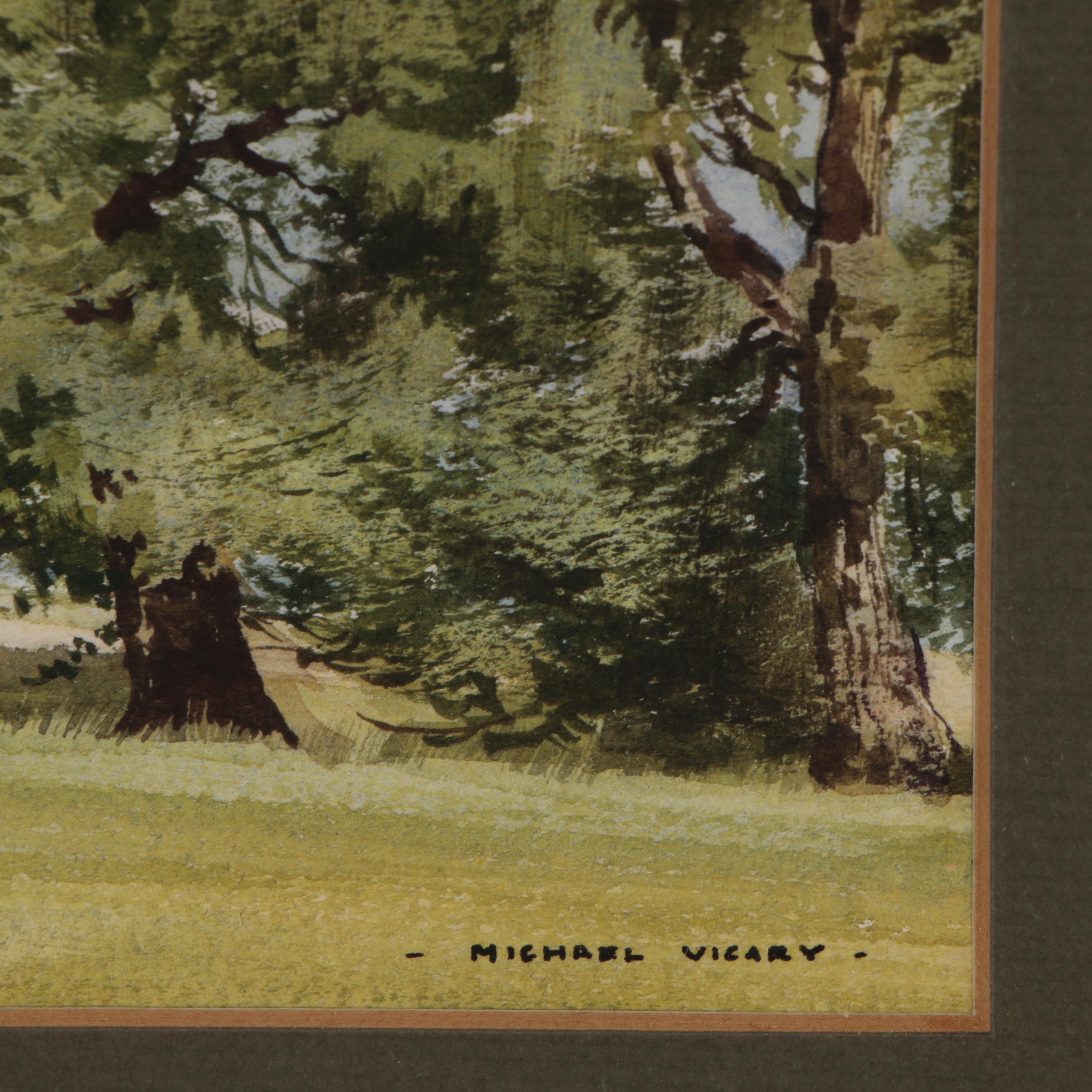 Michael Vicary Watercolor Painting of "The Copper Horse" at Windsor Castle